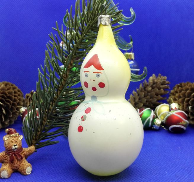 Soviet Antique Christmas Toy Snowman Snow Maiden. Big Glass Toy 3 Soviet Antique Christmas Toy Snowman Snow Maiden. Big Glass Toy - Image 3