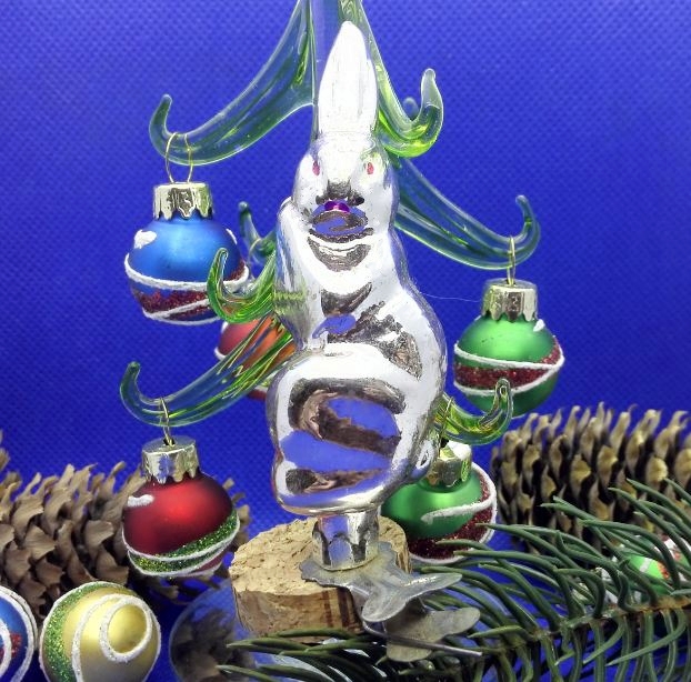 Vintage Christmas glass Toy Bunny Hare Rabbit. Antique Glass Toy 3 Vintage Christmas glass Toy Bunny Hare Rabbit. Antique Glass Toy - Image 3