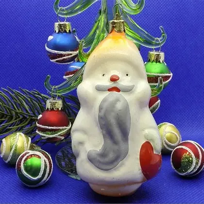 Vintage Christmas Glass Toy Santa Claus. Soviet Glass toy
