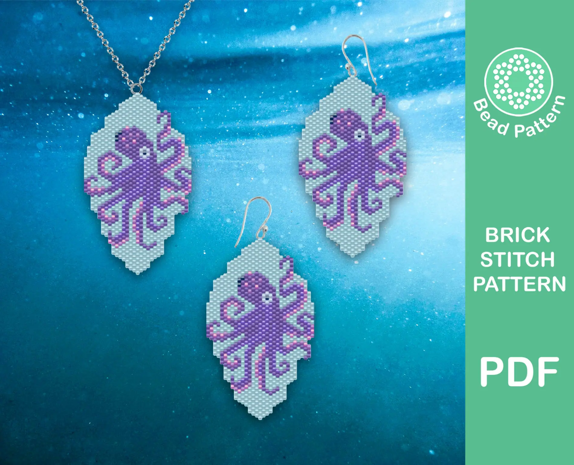 Octopus brick stitch pattern 1 beaded octopus earrings