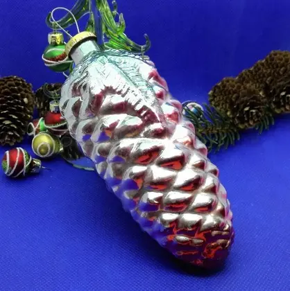 Soviet Vintage Christmas Toy Glass Pine cone. Xmas Decor USSR