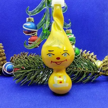 Soviet Antique Christmas Toy Cipollino. Big Glass Vintage Toy
