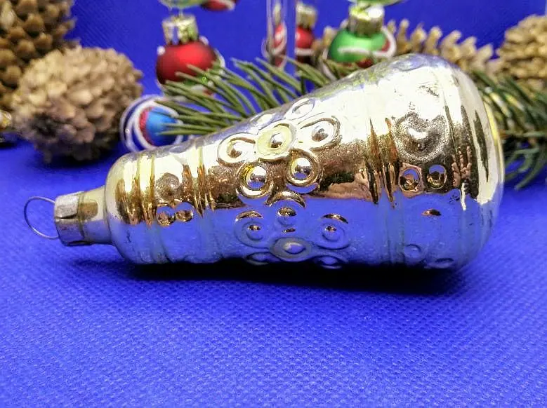Soviet Vintage Glass Christmas tree toy Big Bell.Antique Xmas toy 2 Soviet Vintage Glass Christmas tree toy Big Bell.Antique Xmas toy - Image 2