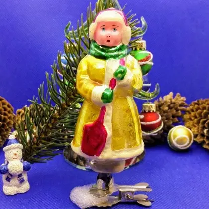 Soviet Vintage Christmas Toy - Boy with Shovel.Christmas Toy USSR