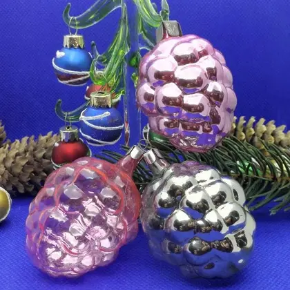 Soviet Antique Christmas tree toys Pine Cones. Glass Xmas toys