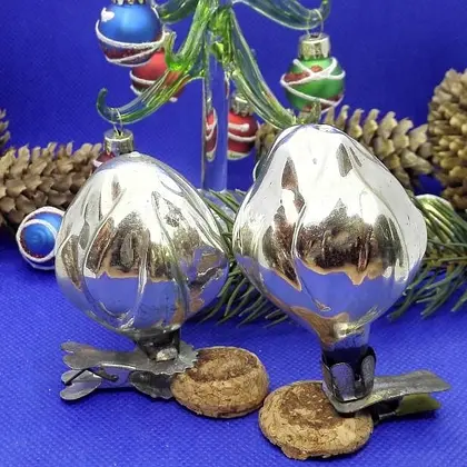 Soviet Antique Christmas tree toys Flower Buds. Glass Xmas toys