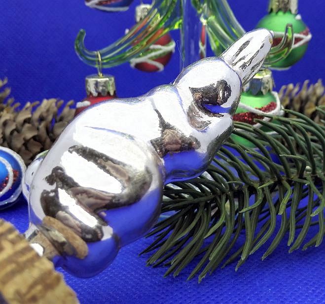 Vintage Christmas glass Toy Bunny Hare Rabbit. Antique Glass Toy 6 Vintage Christmas glass Toy Bunny Hare Rabbit. Antique Glass Toy - Image 6