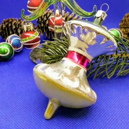 Soviet Vintage Christmas Toy Whirligig. Christmas glass Toy Yula