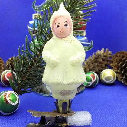 Soviet Vintage Christmas Toy Snow Maiden. Christmas glass Toy