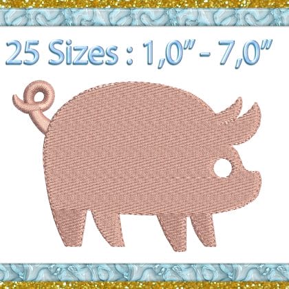 Mini Pig embroidery design