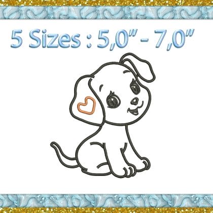 Dog applique embroidery design
