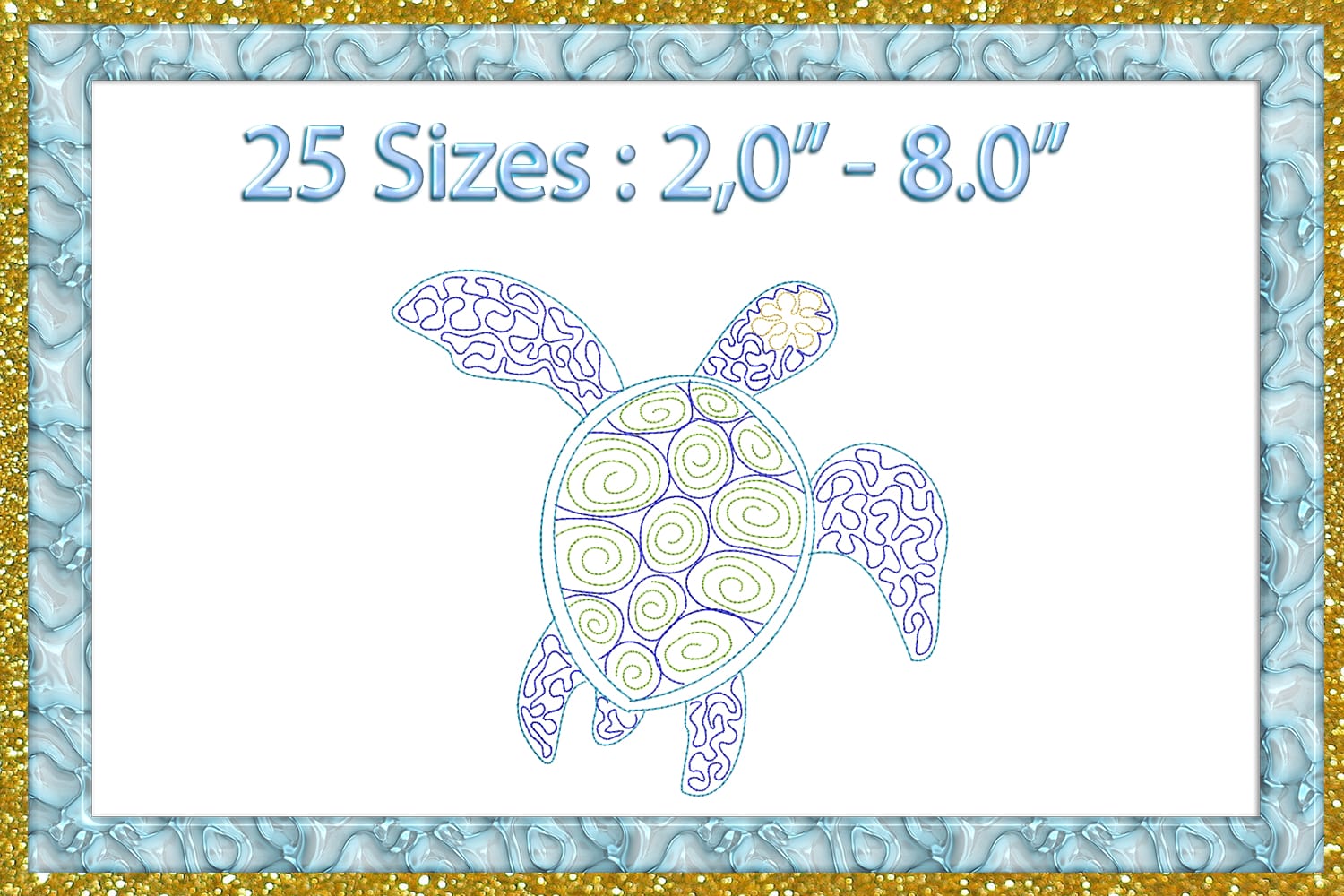Sea Turtle machine embroidery Design 1 Sea Turtle machine embroidery Design