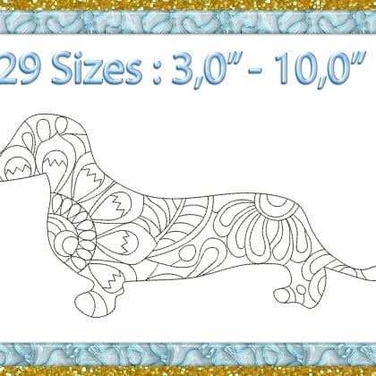 Dachshund machine Embroidery design Instant Download