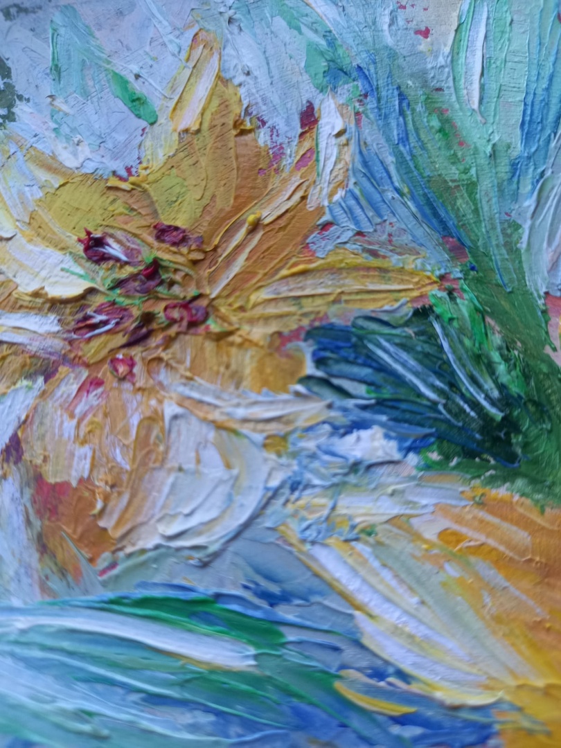 Lilies painting 6*8 inches garden oil art impasto by Yalozik 3 Lilies painting 6*8 inches garden oil art impasto by Yalozik - Image 3