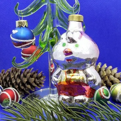 Soviet Vintage Christmas Glass Toy Cipollino. Xmas tree toy USSR