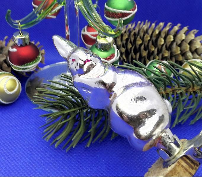 Vintage Christmas glass Toy Bunny Hare Rabbit. Antique Glass Toy 5 Vintage Christmas glass Toy Bunny Hare Rabbit. Antique Glass Toy - Image 5