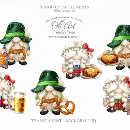 Oktoberfest Gnomes clipart, German Brew Celebration