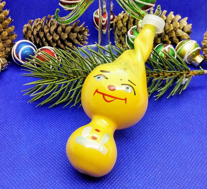 Soviet Antique Christmas Toy Cipollino. Big Glass Vintage Toy 2 Soviet Antique Christmas Toy Cipollino. Big Glass Vintage Toy - Image 2