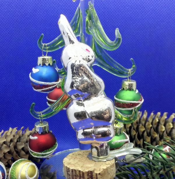 Vintage Christmas glass Toy Bunny Hare Rabbit. Antique Glass Toy 4 Vintage Christmas glass Toy Bunny Hare Rabbit. Antique Glass Toy - Image 4