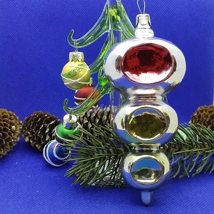 Soviet Vintage Glass Christmas tree toy Traffic Light. Xmas toys