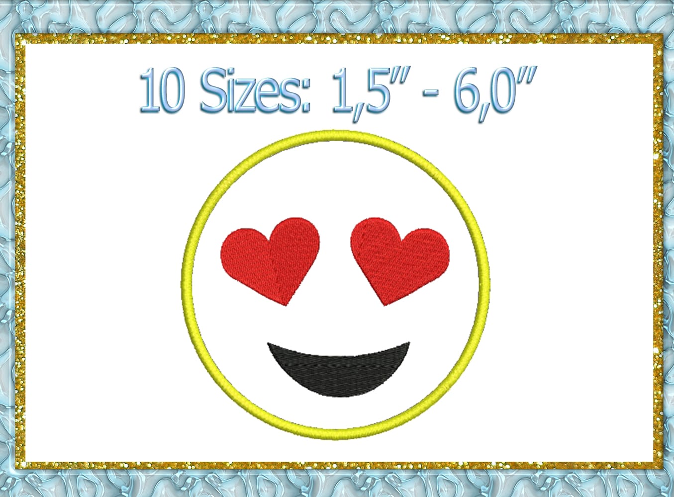 Heart Eyes Emoji applique design 1 Heart Eyes Emoji Applique