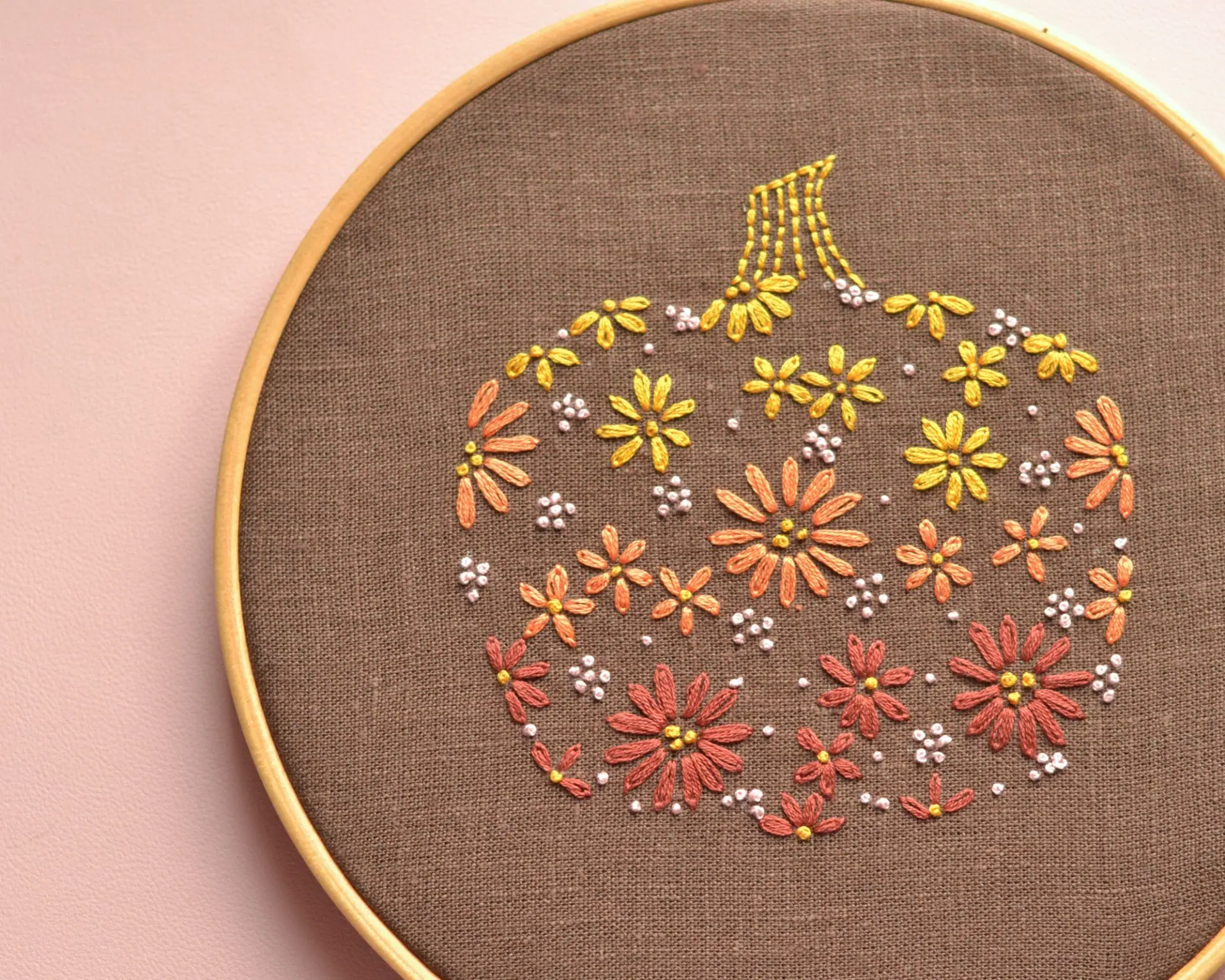 Pumpkin hand embroidery pattern PDF. NaiveNeedle 1 Pumpkin hand embroidery pattern
