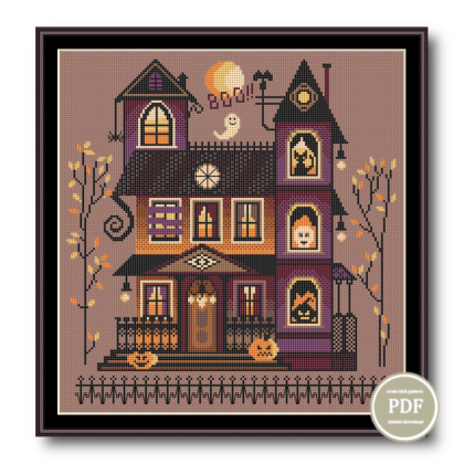 Halloween-A-spooky-house-Cross-stitch-pattern