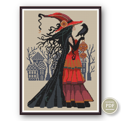 Cross Stitch Pattern Halloween Witch