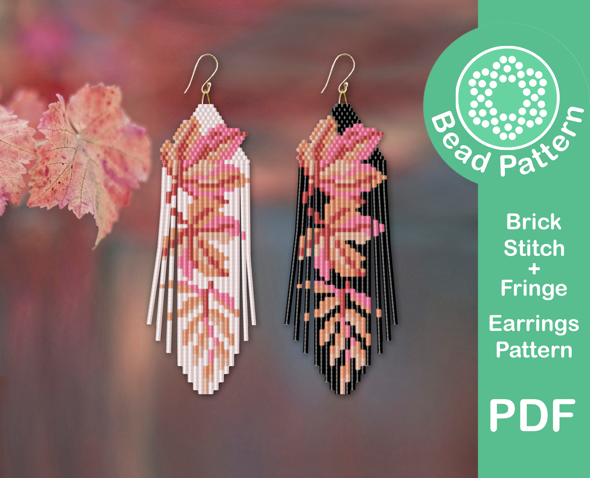 Autumn Leaves fringe earrings pattern 5 Beaded Fall Fringe Earrings