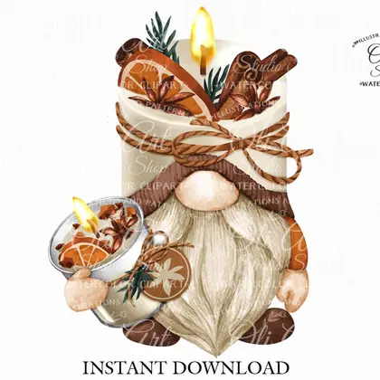 Candle gnome clipart, digital clipart png, сute characters