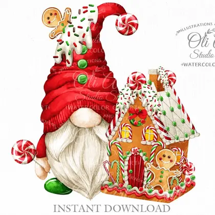 Christmas gingerbread house & gnome, Gingerbread Man