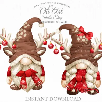 Christmas Reindeer gnome digital clip art PNG