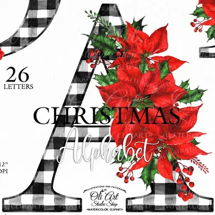 Christmas Alphabet. Sublimation of the alphabet. Letter Alphabet.