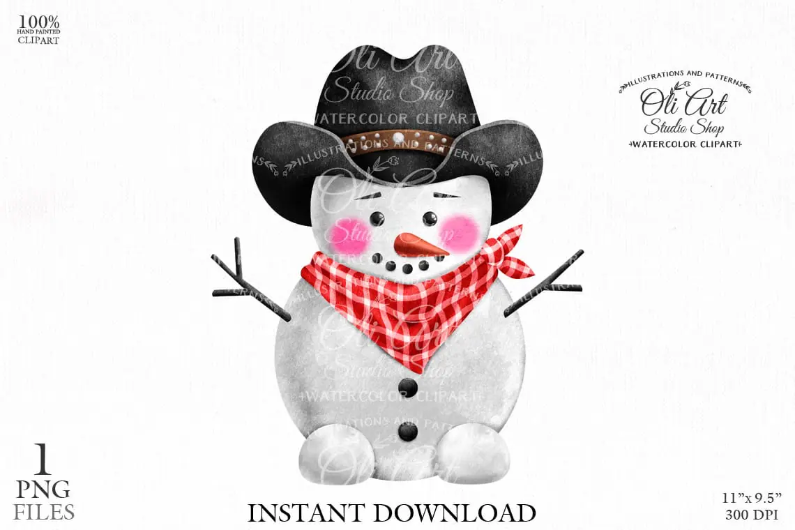 Cowboy snowman digital clipart png, Cute characters 1 Cowboy snowman digital clipart png, Cute characters