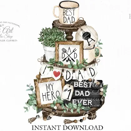 Tiered tray design, Father's Day hand drawn graphics, my hero