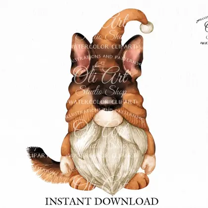 Dog gnome clip art png, German Shepherd, Pet Lover