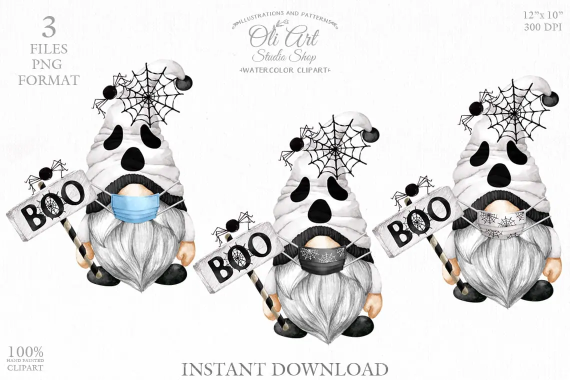 Ghost gnome design, Face Mask, ghost clip art, halloween 1 Ghost gnome design, Face Mask, ghost clip art, halloween
