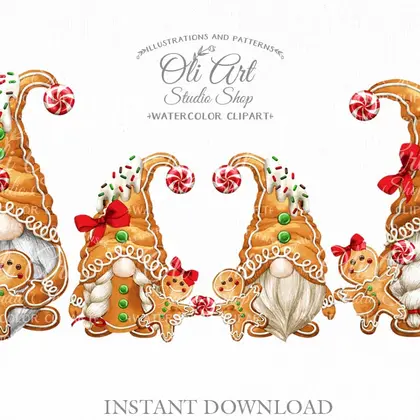 Christmas Gingerbread Family gnome digital clipart Gingerbread Man