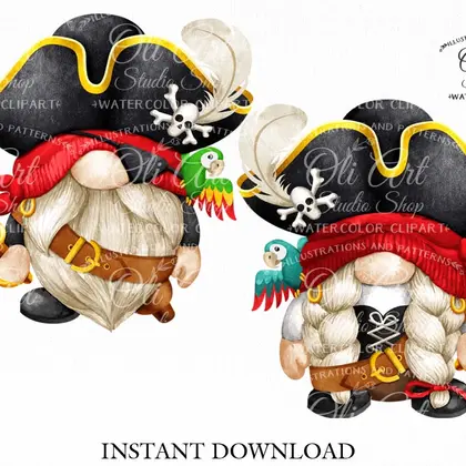 Pirate Gnome digital clipart png, pirate hat