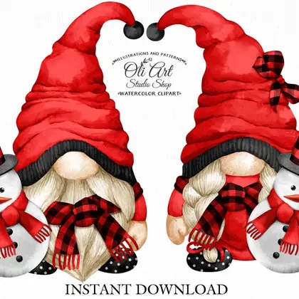Gnomes & snowman clipart, Cute characters