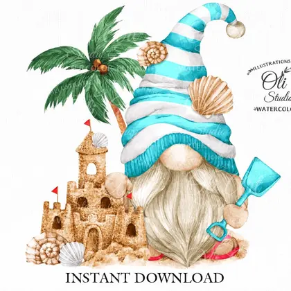 Gnome, clipart, summer, beach