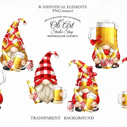 Gnomes & beer clipart, Cute characters