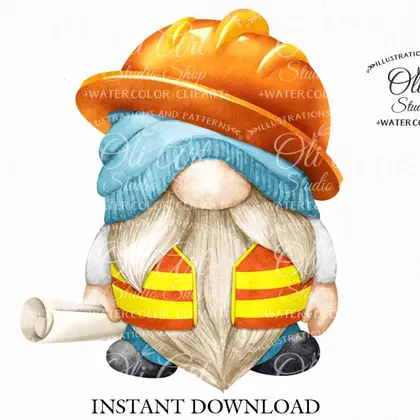 Builder gnome clip art png, job and profession clipart