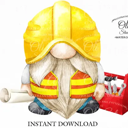 Builder gnome clip art png, tool box, job and profession