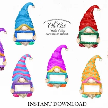 Gnomes with tablets. clipart png digital boys