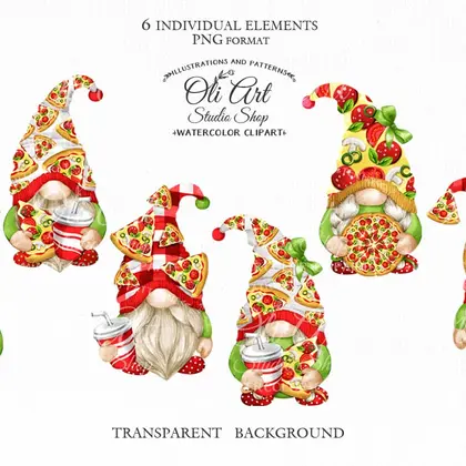 Gnomes & pizza clipart png