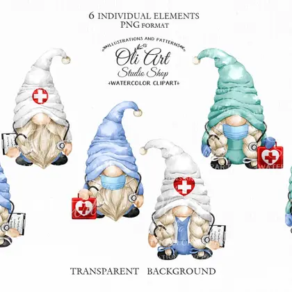 Doctors gnomes clip art png, nurse, medical, digital download