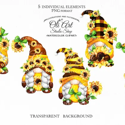 Sunflower Gnome, PNG clipart, summer gnomes clipart