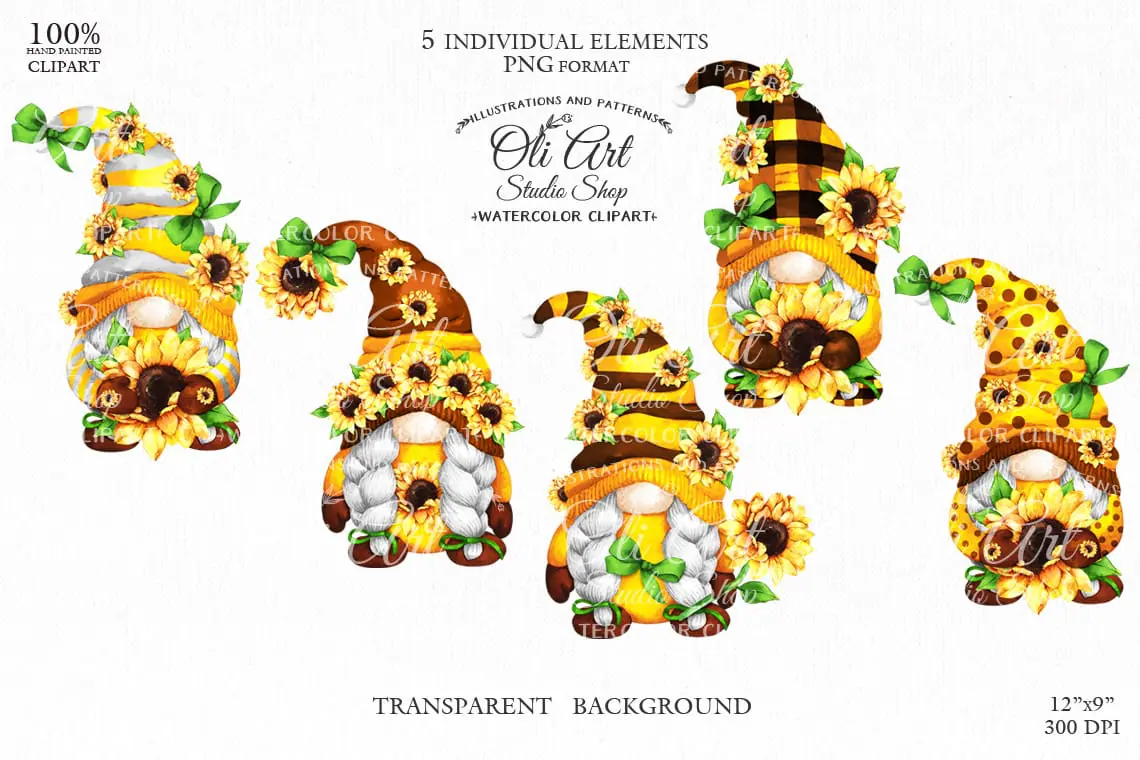 Sunflower Gnome, PNG clipart, summer gnomes clipart 1 Sunflower Gnome, PNG clipart, summer gnomes clipart