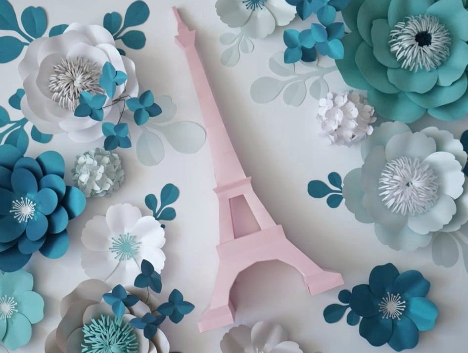 EIFFEL TOWER 3d papercraft pdf template, low poly pattern 1 papercraft eiffel tower